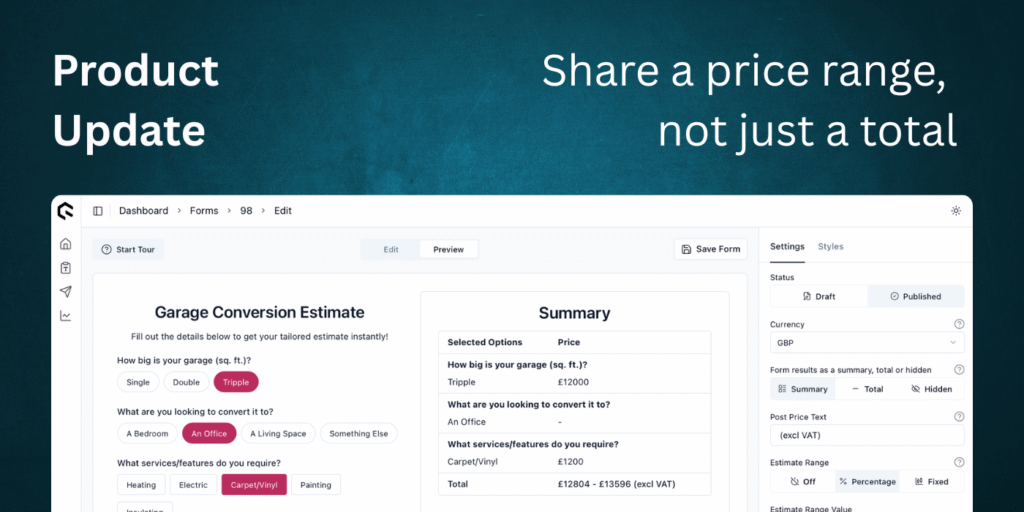 Price Range Product Update