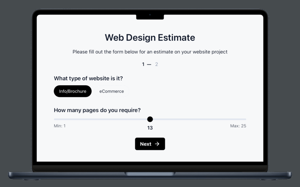 Web Design estimate mocked up on a Macbook